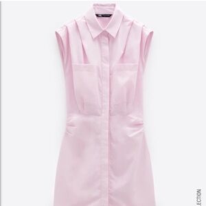 Zara Soft Cotton Pink Shirt Dress
